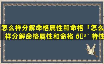 怎么样分解命格属性和命格「怎么样分解命格属性和命格 🪴 特性」